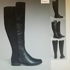 Faux Leather Over-the-knee boots wide